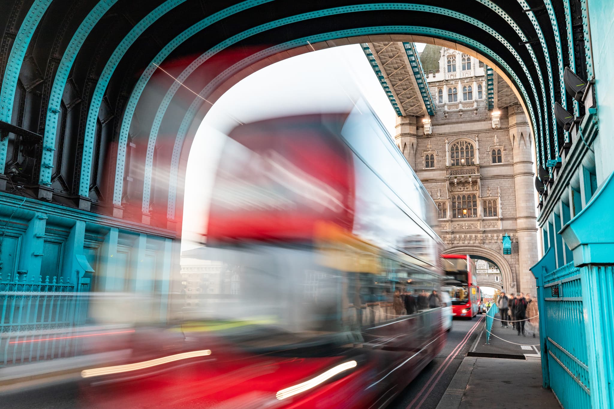 Tower Bridge with London red bus